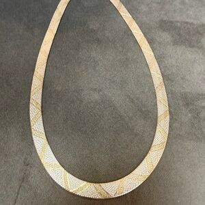 Sterling Silver 20” two toned Herringbone necklace.